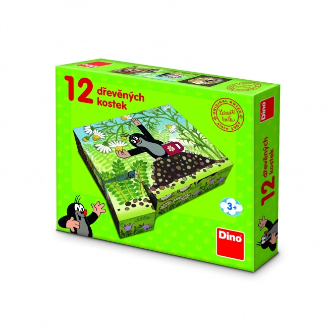 Blokkenkubus Mol en vrienden hout 12 stuks in doosje 21x18x4cm