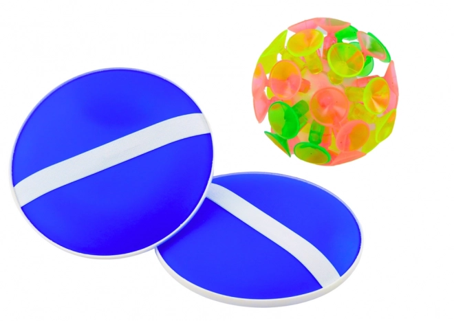 Spel met ronde ballen met zuignappen Blauw