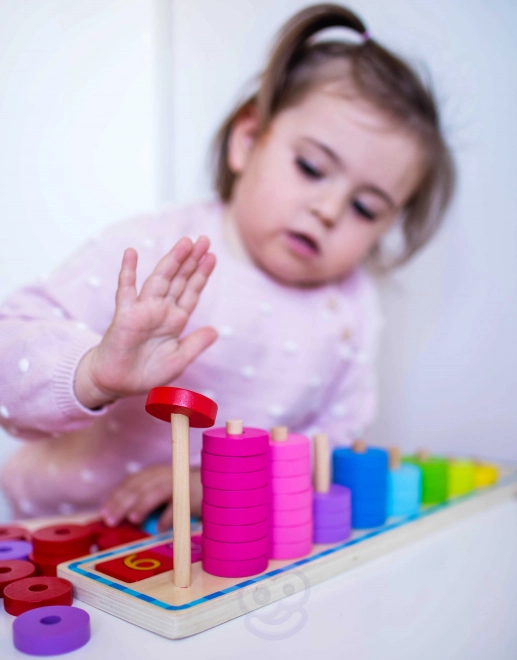 Woopie Green Montessori houten tel- en kleurpuzzel, 56 stuks