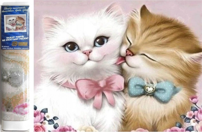 Diamantschilderij set - verliefde kittens met strik