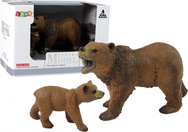 Set van 2 figuren grizzlybeer met jong