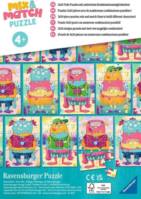 Ravensburger Puzzle Mix & Match: Grappige Monsters 3x24 stukken