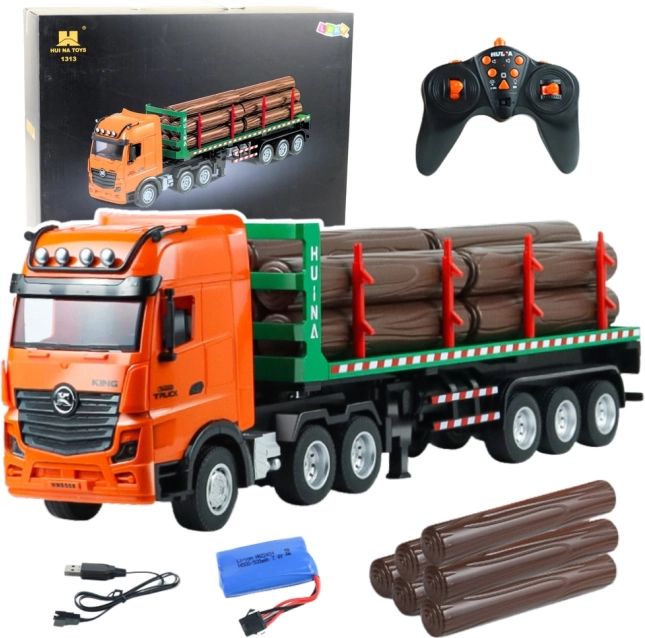 rc houttransport vrachtwagen huina 1:18