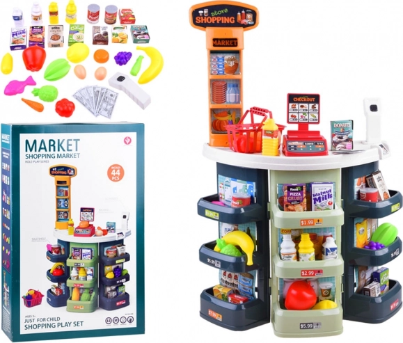 Kinder-supermarkt met kassa en accessoires, 44-delig