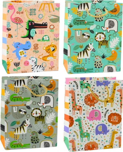 Papieren cadeautas Safari-dieren 23 x 18 x 10,5 cm