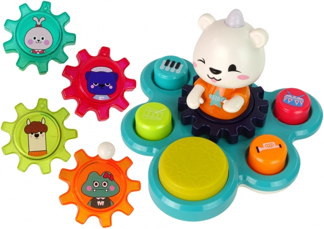 Interactieve educatieve speelgoed voor baby's Spelende teddybeer tandwielen