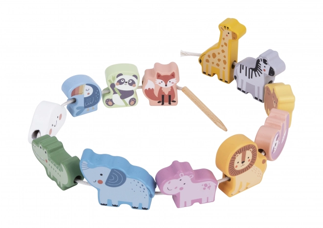 WOOPIE GREEN houten rijgspeelset ZOO Montessori 13 stuks