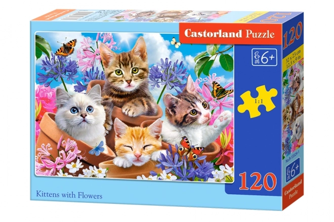 Kinderpuzzel Kittens met Bloemen