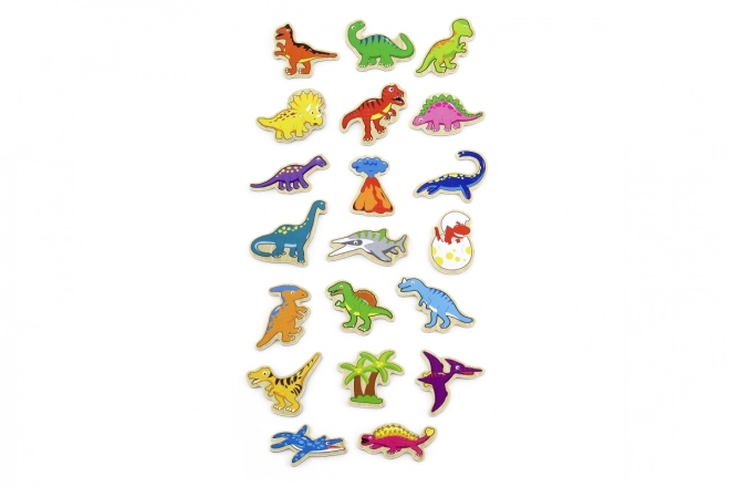 Houten magneten 20 st - dinosauriërs