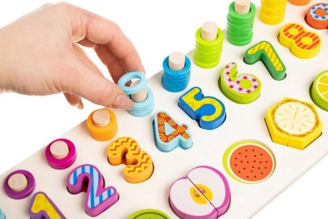 Houten educatief speelgoed met cijfers en fruit