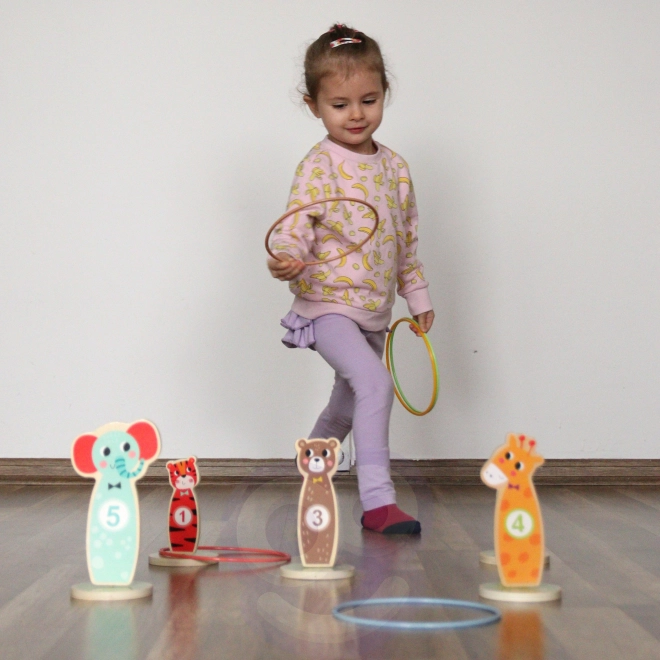 Houten behendigheidsspel Tooky Toy - gooi naar doel dieren
