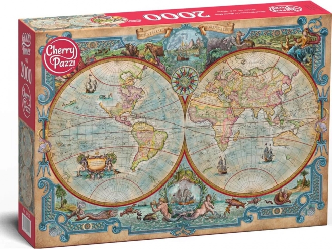 Puzzel CHERRY PAZZI wereldkaart van de grote ontdekkingsreizen 2000 stukjes