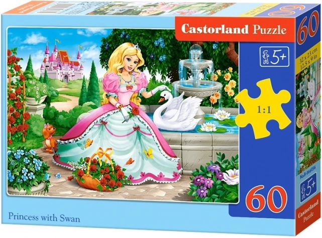 Puzzel 60 stukjes - Prinses met zwaan