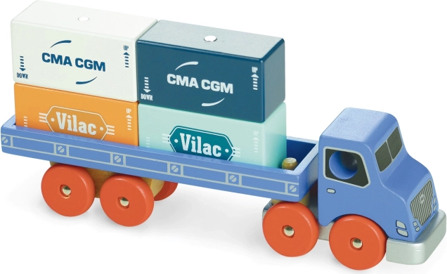 Houten Vilacity-vrachtwagen met containers VILAC
