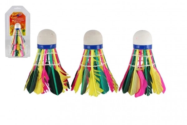 Bonte badmintonshuttles van veren 3 stuks