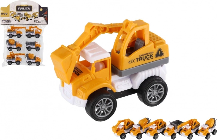 Mini bouwvoertuigen 6 stuks met terugtrekmotor