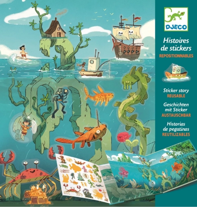 Verhaal met verplaatsbare stickers Onderwateravonturen