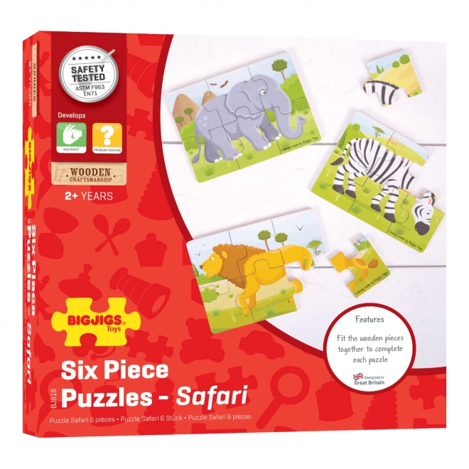 Bigjigs Toys Puzzel 3-in-1 safari dieren