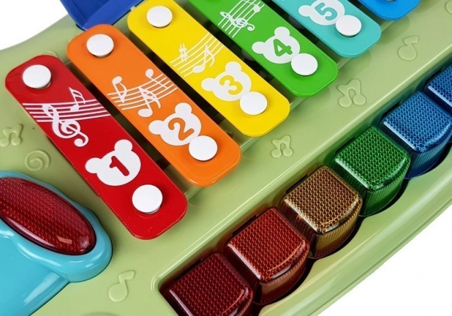 Muzikale kindertoetsen en xylofoon met verlichte toetsen