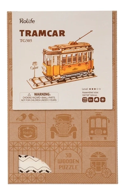 Retro Tram - 3D houten bouwpakket