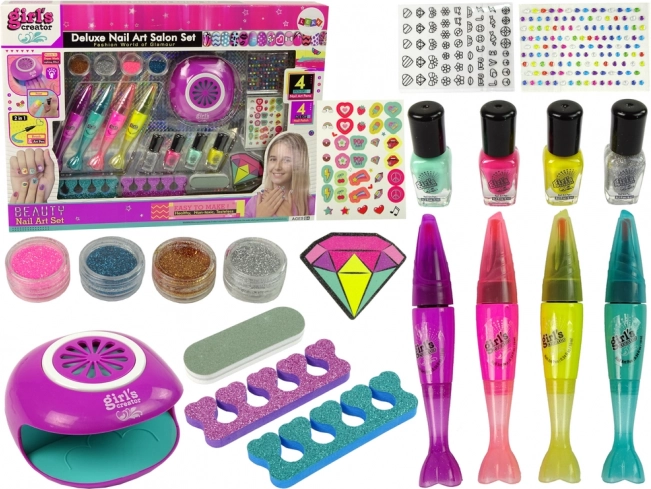 Grote set voor het lakken van nagels Nail Pens Glitter Stickers Lamp