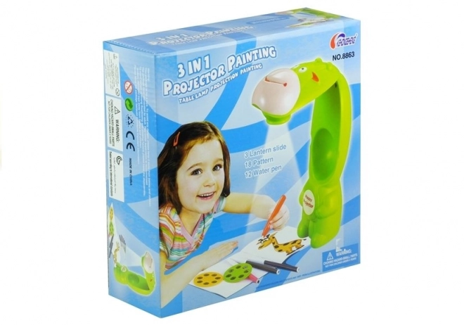 giraffe projector + notitieboekje + waterverf