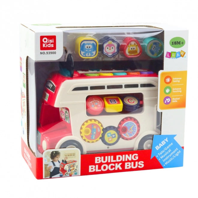 Interactieve educatieve bus met geluiden en lichten rood