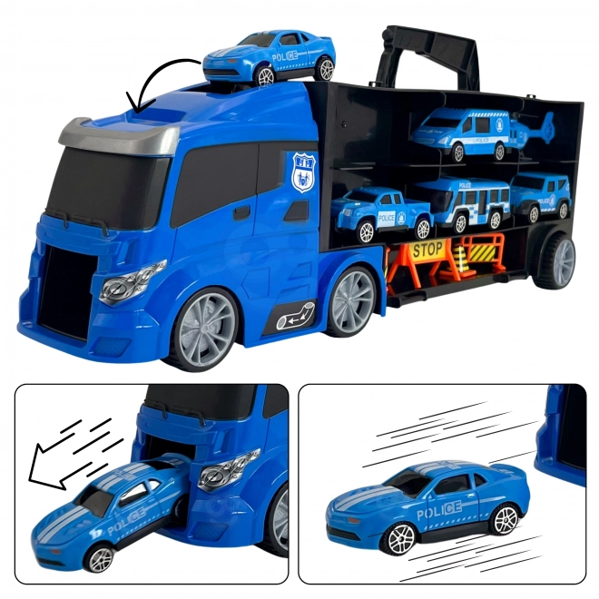 Vrachtwagen met transporter 3v1 Blauw Politie