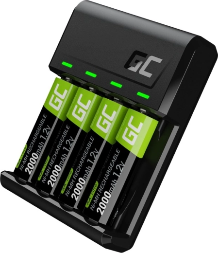 Gelijktijdig 1–4 batterijen laden met duidelijke LED-indicatie