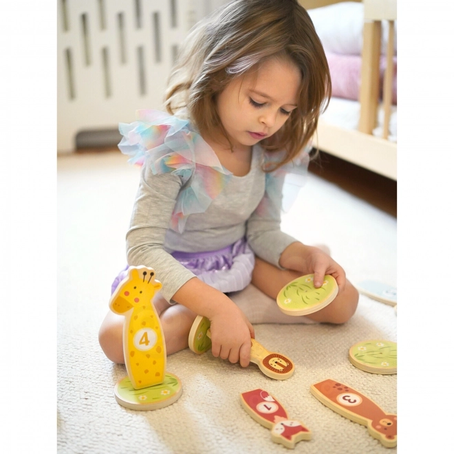 Houten precisiespel met ringen Tooky Toy