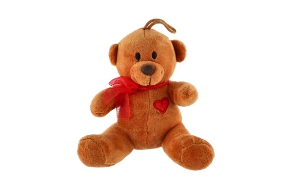 Pluche teddybeer met strik en hart 12 cm