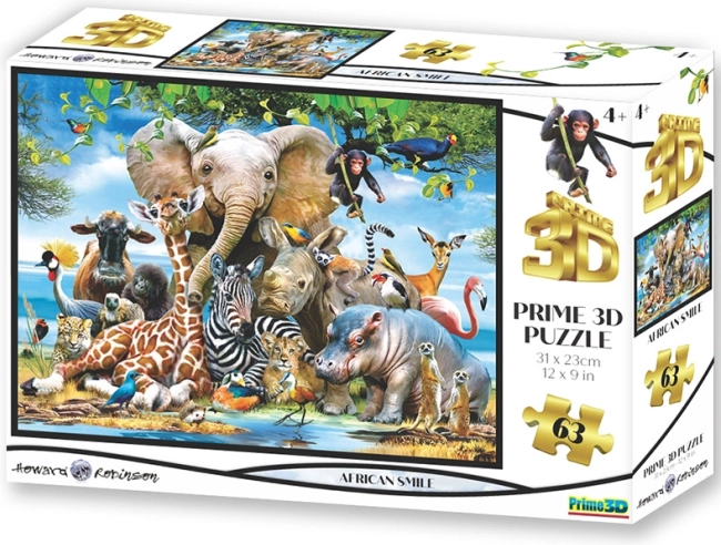 Puzzel Afrikaanse glimlach 3D 63 stukjes