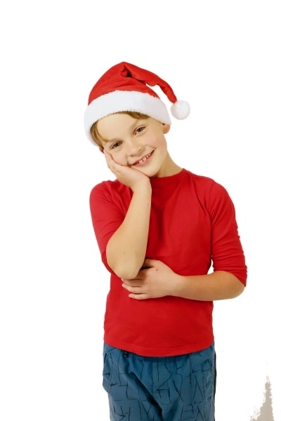 Kerstmuts kinderstof diameter 25 cm op kaart carnaval