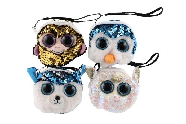 Meisjes stoffen portemonnee dier met pailletten en haaraccessoires