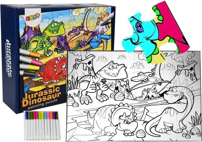 Kleurpuzzel Dinosaurussen met stiften