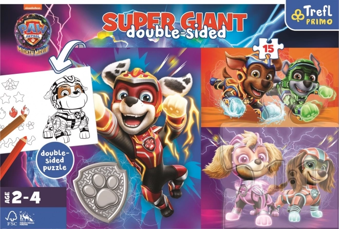 Puzzel GIANT dubbelzijdig Geweldig team Paw Patrol/Paw Patrol 15 stukken in doos 40x27cm 24m+