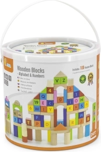 viga houten educatieve blokken 100 stuks – letters en cijfers