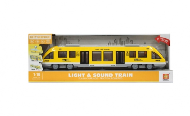 Tram op traagheidsmotor geel 1:16