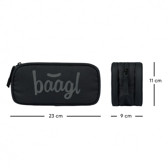 baagl set met drie zwarte items: rugzak, etui en zak