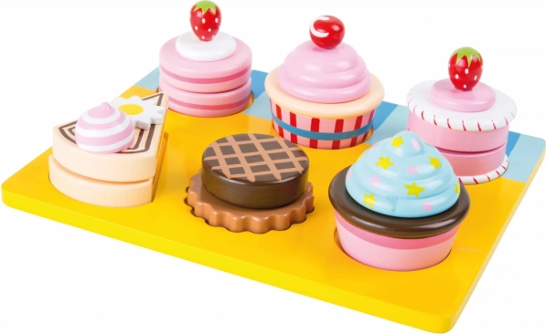 Small Foot set van zoete houten taartjes