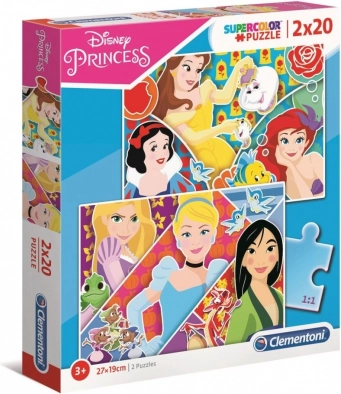 puzzel 2×20 stukjes Super Color – prinsessen