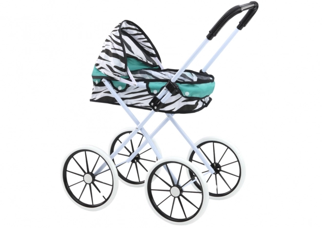 Poppenwagen Grote Wielen Opvouwbare Zebra Turquoise