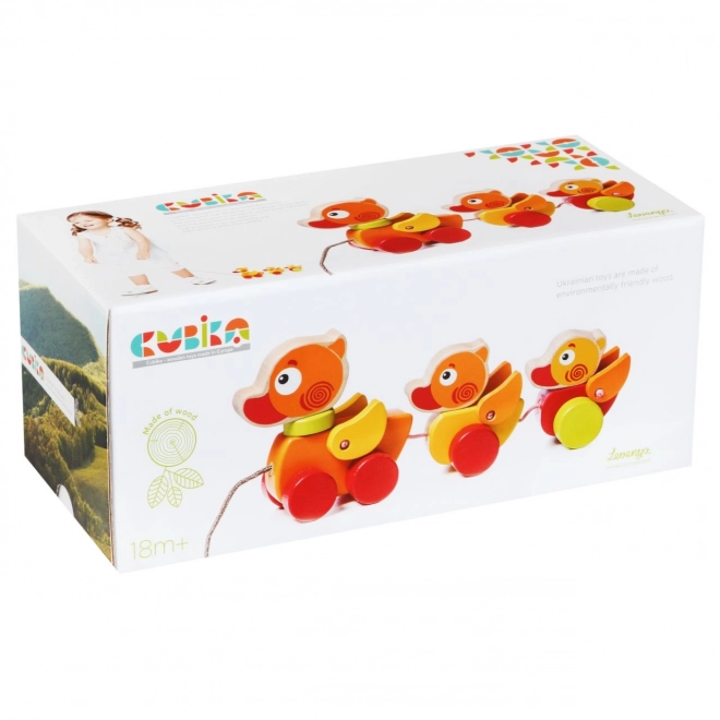 CUBIKA 13722 Houten eendje op wieltjes