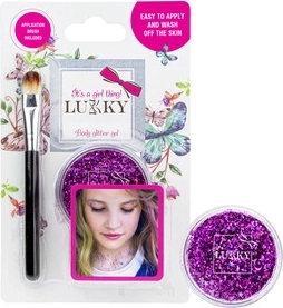 Lukky glinsterende bodygel met kwast Paars