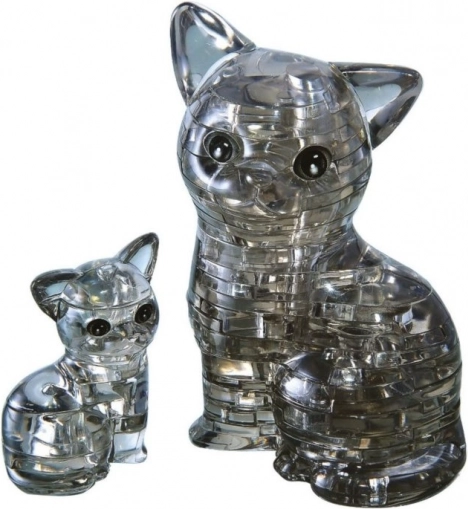 3D kristallen puzzel Kat met kitten 49 stukjes