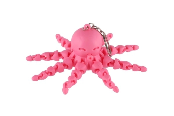 Octopus hanger plastic 9cm op batterijen met licht 6 kleuren 24 stuks in een doos