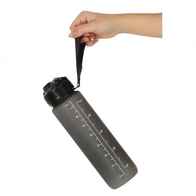 Fles voor water met rietje en motivatie 1l zwart