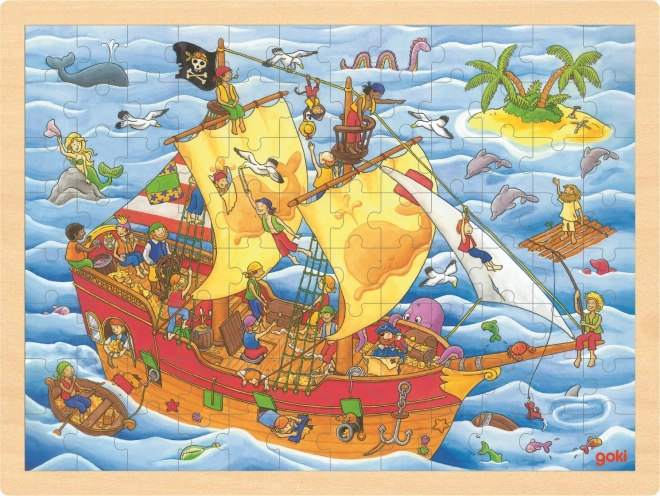 Goki houten puzzel Piraten 96 stukjes