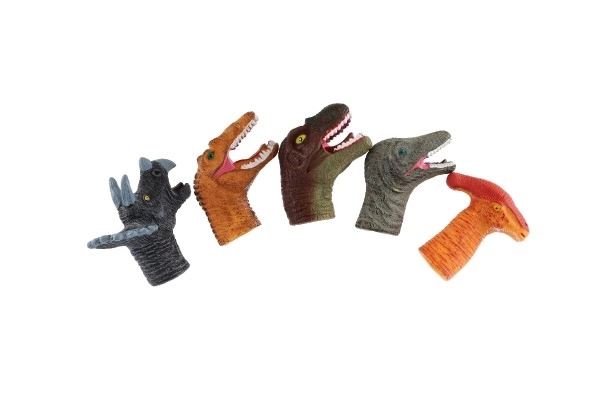 Vingerpop dino's 5 stuks rubber 6cm op kaart 16,5x20cm