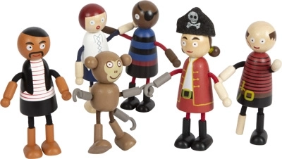 Buigzame houten piratenpoppen